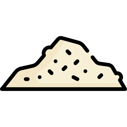 A minimalistic icon showing a mound of off-white granulated powder supplement