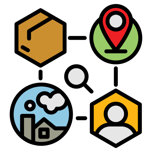 Illustration with 4 icons depcting effective supply chain
