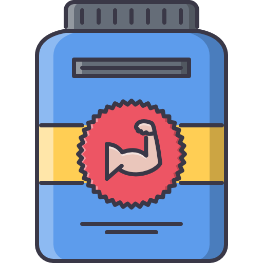 illustration of body building protein supplement in canister BCAA